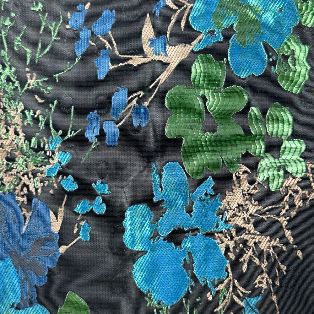 Louche Luxe Women’s 14 Black Green Gold Blue Floral Brocade Sleeveless Top New — image 3 of 8